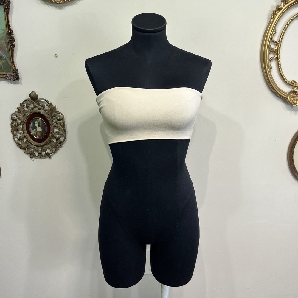 Veresa Cream Bandeau Tube Top Minimalist Layering Basic XS/S‎